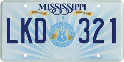 MS license plate LKD321