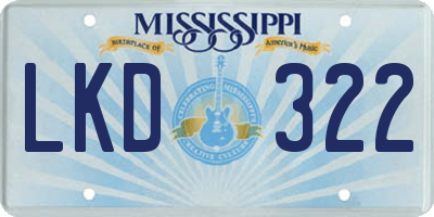MS license plate LKD322