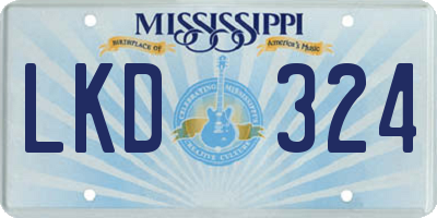 MS license plate LKD324