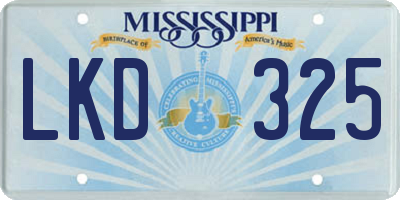 MS license plate LKD325