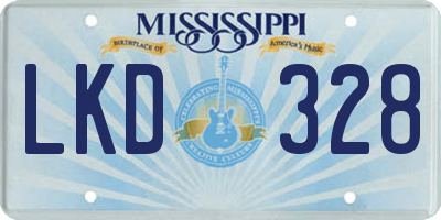 MS license plate LKD328