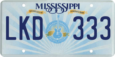 MS license plate LKD333