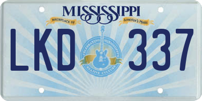 MS license plate LKD337