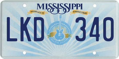 MS license plate LKD340