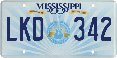 MS license plate LKD342