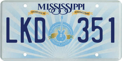 MS license plate LKD351