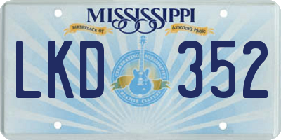 MS license plate LKD352