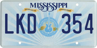 MS license plate LKD354