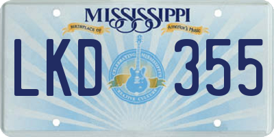 MS license plate LKD355