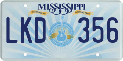 MS license plate LKD356