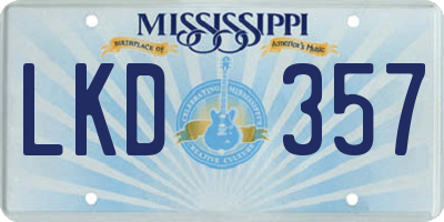 MS license plate LKD357
