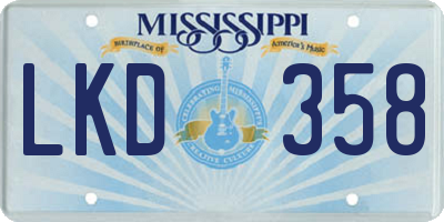 MS license plate LKD358
