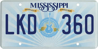 MS license plate LKD360