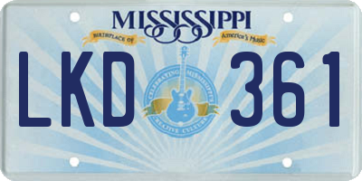 MS license plate LKD361