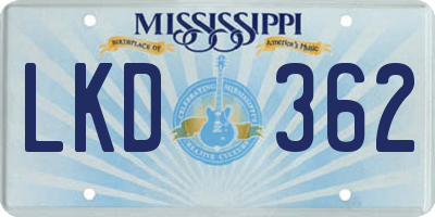 MS license plate LKD362