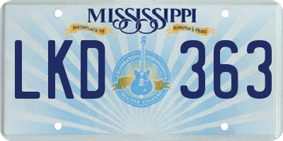 MS license plate LKD363