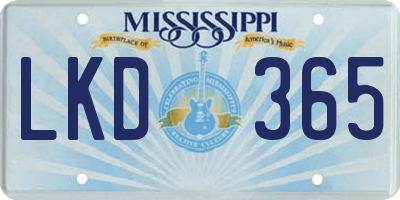 MS license plate LKD365