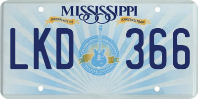 MS license plate LKD366