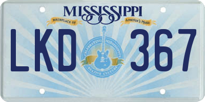 MS license plate LKD367