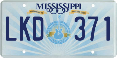 MS license plate LKD371