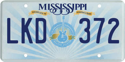 MS license plate LKD372