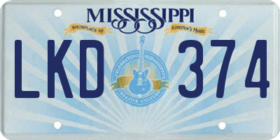 MS license plate LKD374