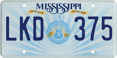 MS license plate LKD375