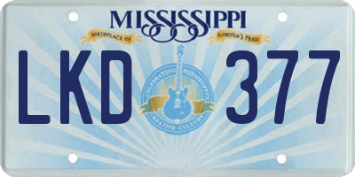 MS license plate LKD377