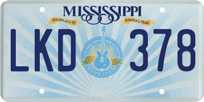MS license plate LKD378