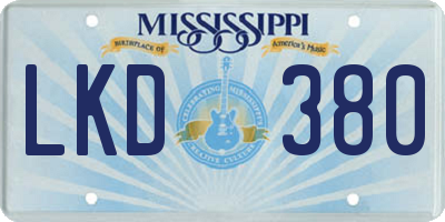 MS license plate LKD380