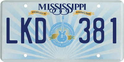 MS license plate LKD381