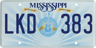 MS license plate LKD383
