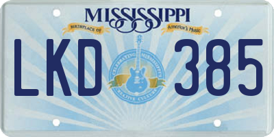 MS license plate LKD385