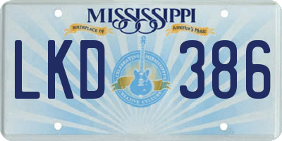 MS license plate LKD386