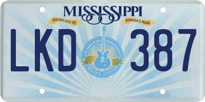MS license plate LKD387