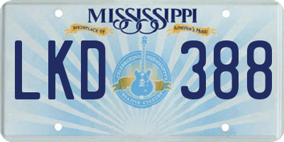 MS license plate LKD388