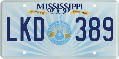 MS license plate LKD389