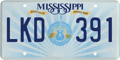 MS license plate LKD391