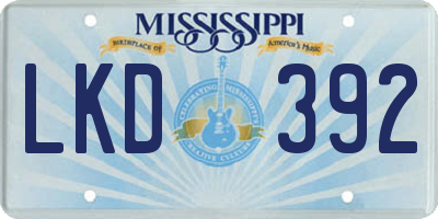 MS license plate LKD392