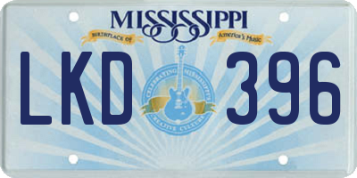 MS license plate LKD396