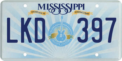 MS license plate LKD397