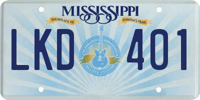 MS license plate LKD401