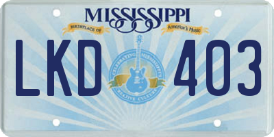 MS license plate LKD403