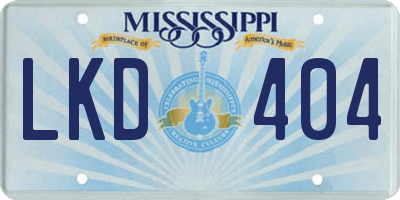 MS license plate LKD404