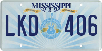 MS license plate LKD406