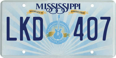 MS license plate LKD407