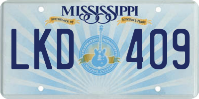 MS license plate LKD409