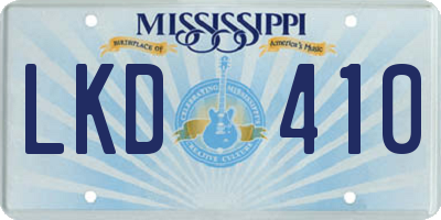 MS license plate LKD410