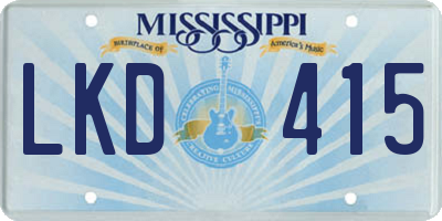 MS license plate LKD415
