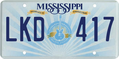 MS license plate LKD417